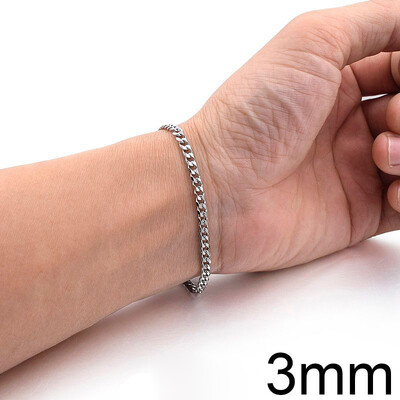 Nova trendi kubanska muška narukvica s lancem, klasična narukvica s lancem od nehrđajućeg čelika 3/5/7/9 mm širine za muškarce, žene, nakit na dar