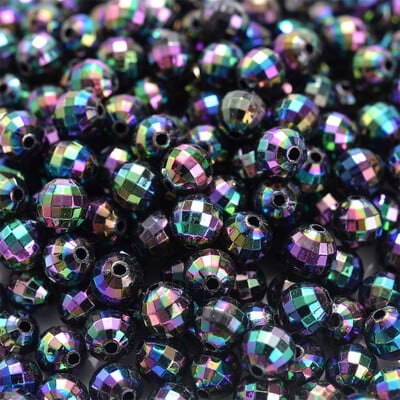 6mm 8mm 100/200db AB színű akril gyöngy kerek távtartó csiszolt gyöngyök ékszerkészítéshez barkácsolás karkötő nyaklánc kézzel készített kézműves