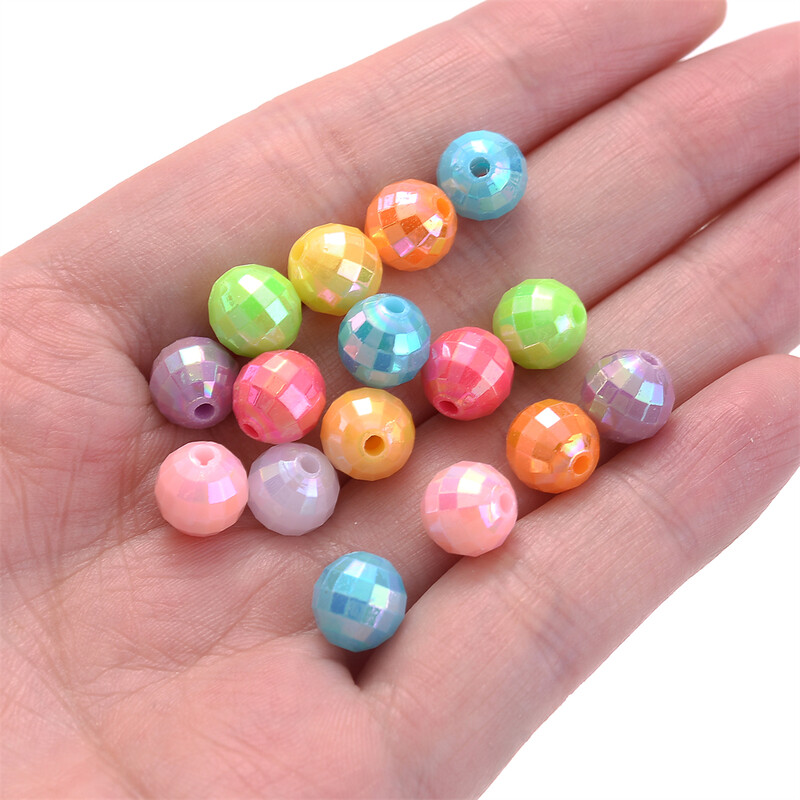 6mm 8mm 100/200db AB színű akril gyöngy kerek távtartó csiszolt gyöngyök ékszerkészítéshez barkácsolás karkötő nyaklánc kézzel készített kézműves