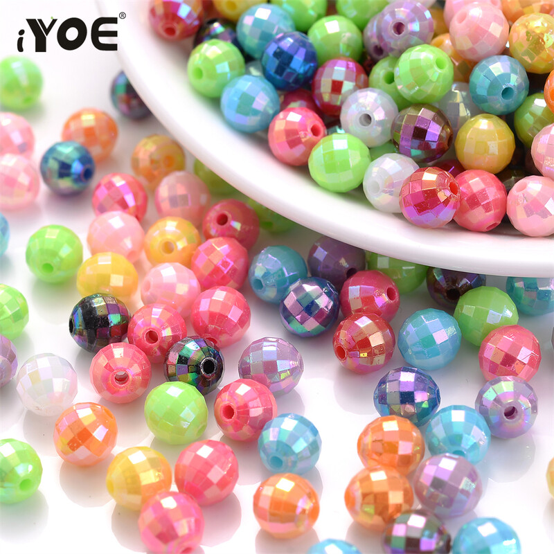 6mm 8mm 100/200db AB színű akril gyöngy kerek távtartó csiszolt gyöngyök ékszerkészítéshez barkácsolás karkötő nyaklánc kézzel készített kézműves