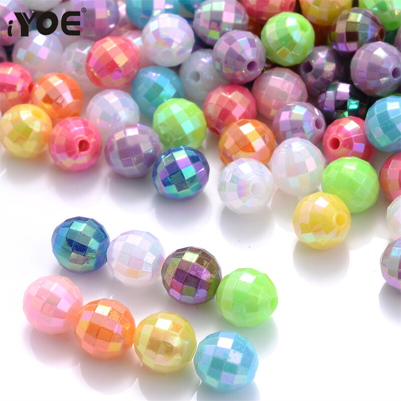 6mm 8mm 100/200db AB színű akril gyöngy kerek távtartó csiszolt gyöngyök ékszerkészítéshez barkácsolás karkötő nyaklánc kézzel készített kézműves