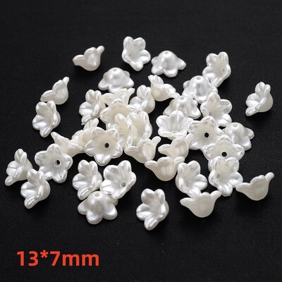 iYOE 100 komada 28 stilskih cvjetnih odstojnika perli imitacija biserno bijelih akrilnih cvjetnih perli kape za izradu pribora za nakit Diy Dead