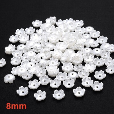 iYOE 100 komada 28 stilskih cvjetnih odstojnika perli imitacija biserno bijelih akrilnih cvjetnih perli kape za izradu pribora za nakit Diy Dead