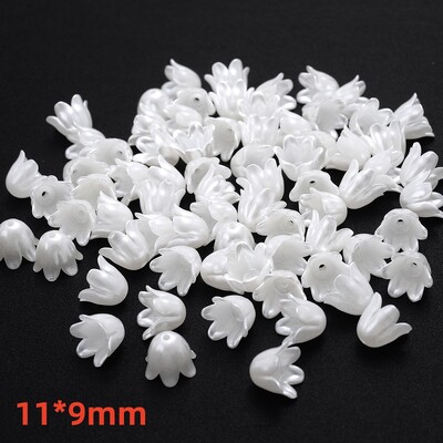 iYOE 100 komada 28 stilskih cvjetnih odstojnika perli imitacija biserno bijelih akrilnih cvjetnih perli kape za izradu pribora za nakit Diy Dead