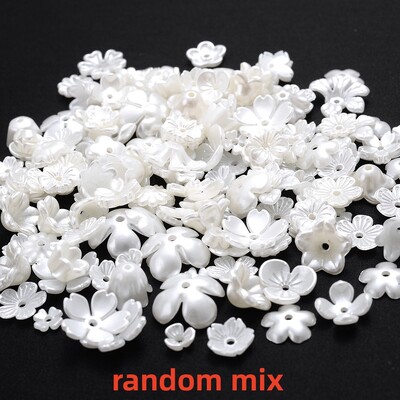 iYOE 100 komada 28 stilskih cvjetnih odstojnika perli imitacija biserno bijelih akrilnih cvjetnih perli kape za izradu pribora za nakit Diy Dead