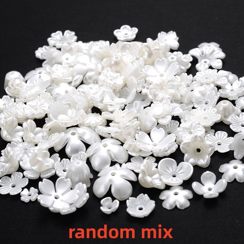 iYOE 100 komada 28 stilskih cvjetnih odstojnika perli imitacija biserno bijelih akrilnih cvjetnih perli kape za izradu pribora za nakit Diy Dead