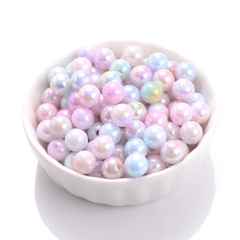 Βραχιόλι κολιέ 8/10 χιλιοστών Mermaid Color Shiny Acrylic Spacer Loose Beads Απομίμηση μαργαριταριών στρογγυλές χάντρες για κοσμήματα