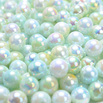 Βραχιόλι κολιέ 8/10 χιλιοστών Mermaid Color Shiny Acrylic Spacer Loose Beads Απομίμηση μαργαριταριών στρογγυλές χάντρες για κοσμήματα