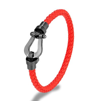 Divat férfi női rozsdamentes acél bőr karkötő mandzsetta karkötő klasszikus patkócsat karkötő ékszer ajándékok