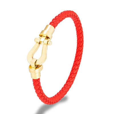 Divat férfi női rozsdamentes acél bőr karkötő mandzsetta karkötő klasszikus patkócsat karkötő ékszer ajándékok