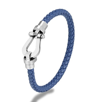 Divat férfi női rozsdamentes acél bőr karkötő mandzsetta karkötő klasszikus patkócsat karkötő ékszer ajándékok