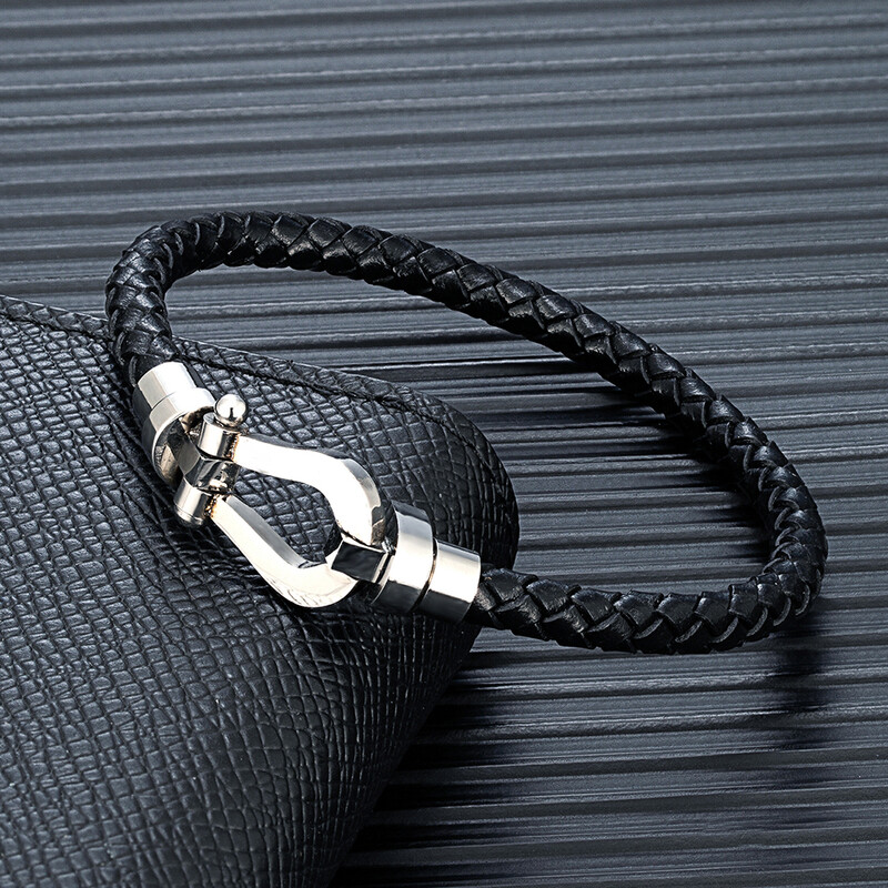 Divat férfi női rozsdamentes acél bőr karkötő mandzsetta karkötő klasszikus patkócsat karkötő ékszer ajándékok