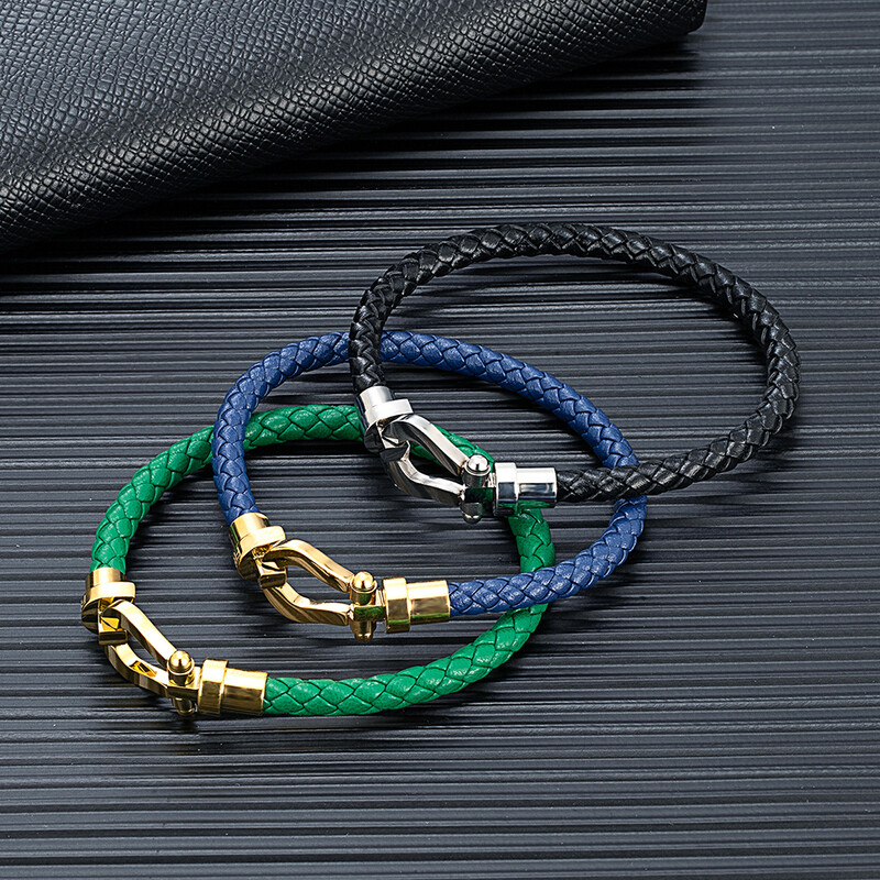 Divat férfi női rozsdamentes acél bőr karkötő mandzsetta karkötő klasszikus patkócsat karkötő ékszer ajándékok