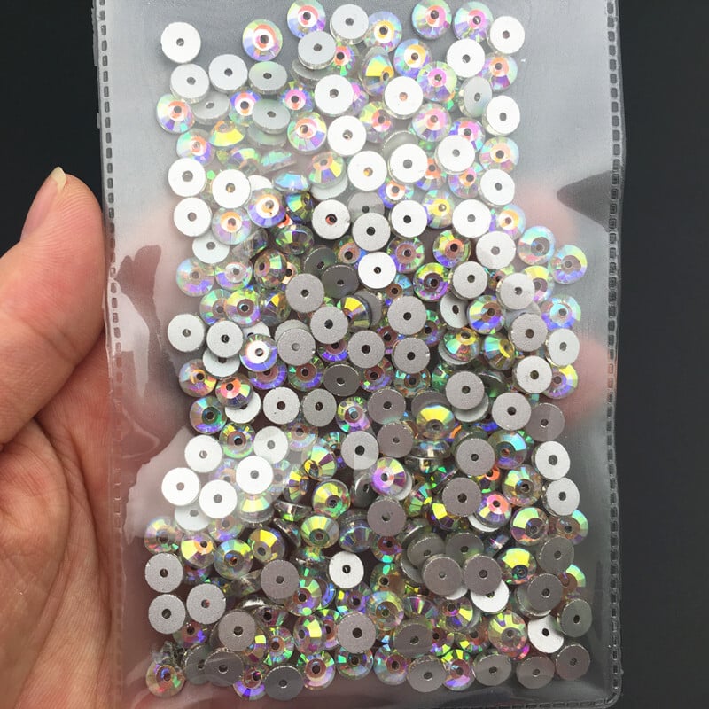 Lochrose jednodierkový prišívací kamienok, veľkosť 3 mm, 4 mm, 5 mm, 6 mm, 8 mm, okrúhly, krištáľovo číry/farba AB, na výrobu spoločenských šperkov