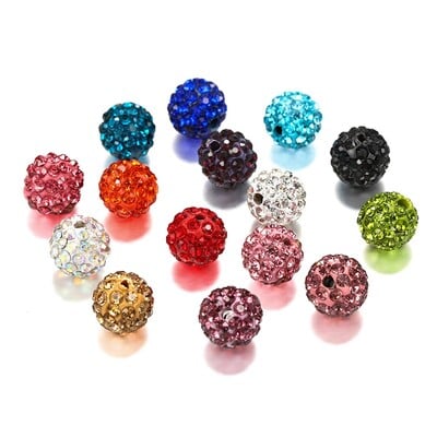 10mm 19Colors Cseh kristály strasszok Pave Clay Kerek Disco Ball Laza Távtartó Gyöngyök Karkötő Nyaklánc fülbevaló Készítés 10db/tétel