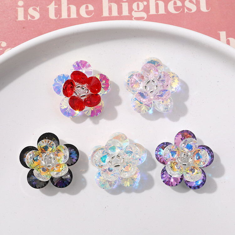 2 vnt Fantazijos gradiento spalvingi krištoliniai gėlių papuošalai, skirti papuošalams gaminti auskarai, plaukų dailės reikmenys