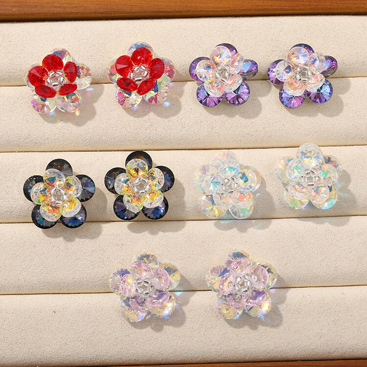 2 vnt Fantazijos gradiento spalvingi krištoliniai gėlių papuošalai, skirti papuošalams gaminti auskarai, plaukų dailės reikmenys