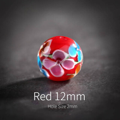 5 kom Okrugle ručno rađene labave perle Narukvice s naušnicama 12 mm DIY izrada nakita Cvijet za ogrlicu Rukotvorine Odstojnik perla Lampwork staklo