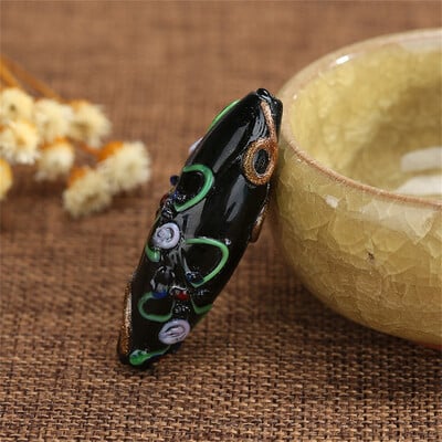 Kézzel készített lámpafényes üveg barkács kézműves Muránói laza gyöngy nagykereskedelmi ovális 42 mm-es virág távtartó gyöngyök ékszerkészítés varázslatok