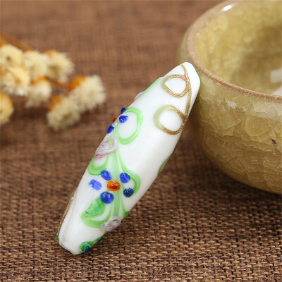 Kézzel készített lámpafényes üveg barkács kézműves Muránói laza gyöngy nagykereskedelmi ovális 42 mm-es virág távtartó gyöngyök ékszerkészítés varázslatok