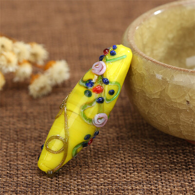 Kézzel készített lámpafényes üveg barkács kézműves Muránói laza gyöngy nagykereskedelmi ovális 42 mm-es virág távtartó gyöngyök ékszerkészítés varázslatok