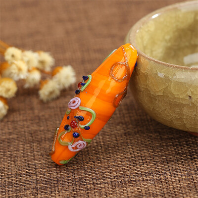 Kézzel készített lámpafényes üveg barkács kézműves Muránói laza gyöngy nagykereskedelmi ovális 42 mm-es virág távtartó gyöngyök ékszerkészítés varázslatok