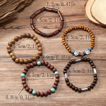 5 τμχ/σετ Bohemia Wood Beaded βραχιόλια Boho Chic βραχιόλια για γυναίκες Ανδρικά Γυναικεία Τσόκερ Μόδα Κοσμήματα Γούρια Δώρο πάρτι