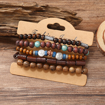 5 τμχ/σετ Bohemia Wood Beaded βραχιόλια Boho Chic βραχιόλια για γυναίκες Ανδρικά Γυναικεία Τσόκερ Μόδα Κοσμήματα Γούρια Δώρο πάρτι