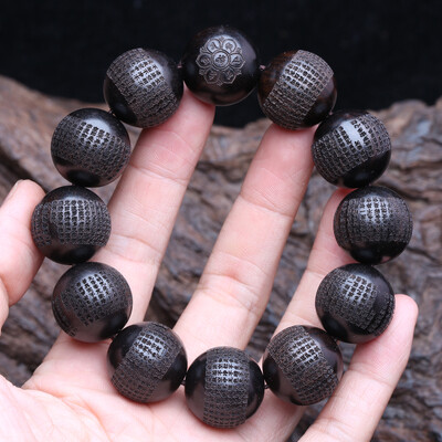 Tikri natūralūs juodi mediniai karoliukai Tibeto juodmedžio 20 mm mm maldos rato apyrankė vyriška klasikinė