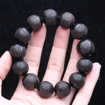 Tikri natūralūs juodi mediniai karoliukai Tibeto juodmedžio 20 mm mm maldos rato apyrankė vyriška klasikinė