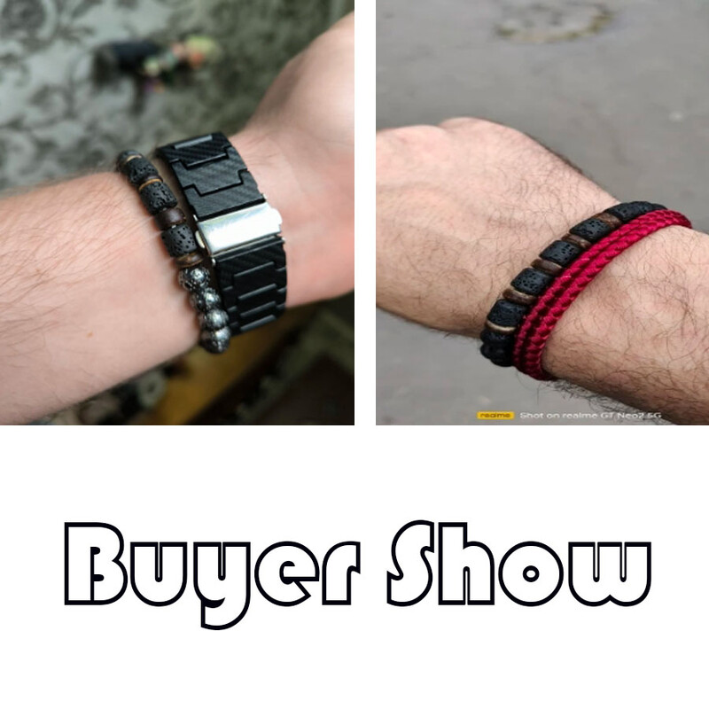 Nova muška drvena narukvica od prirodnog vulkanskog kamena, ručna narukvica za molitvu, meditaciju, jogu, narukvica Pulsera Madera Hombre Joias