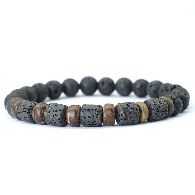 Nova muška drvena narukvica od prirodnog vulkanskog kamena, ručna narukvica za molitvu, meditaciju, jogu, narukvica Pulsera Madera Hombre Joias