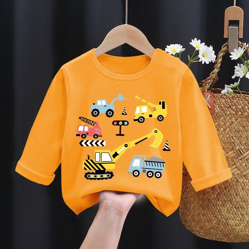 Tricou cu mânecă lungă pentru băiat 100 bumbac Nou pentru copii din bumbac Dimensiuni mici și mijlocii Băiat Bebeluș Îmbrăcăminte frumoasă de primăvară și toamnă 