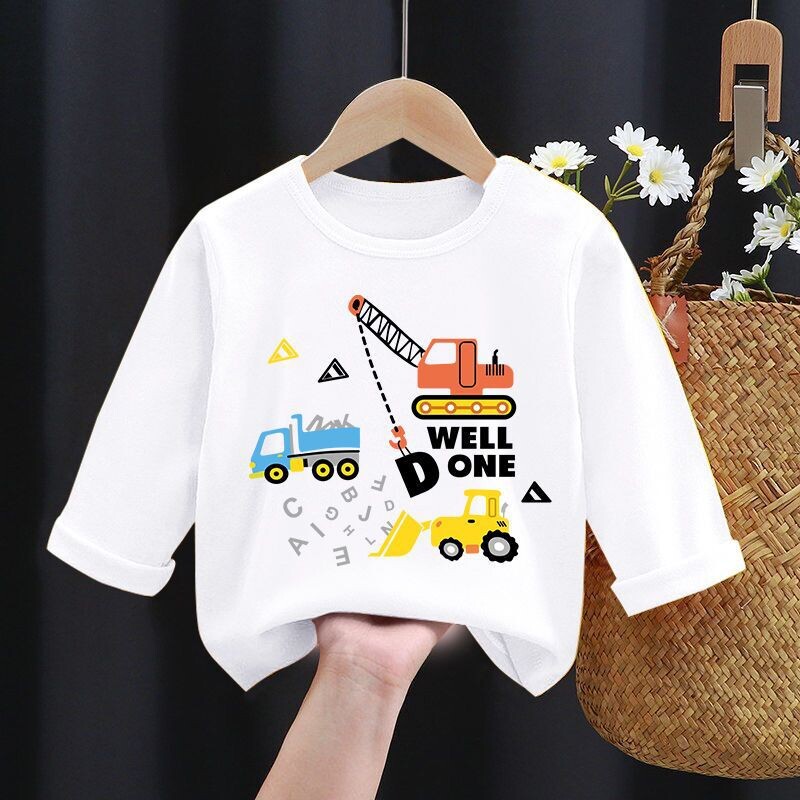 Tricou cu mânecă lungă pentru băiat 100 bumbac Nou pentru copii din bumbac Dimensiuni mici și mijlocii Băiat Bebeluș Îmbrăcăminte frumoasă de primăvară și toamnă 