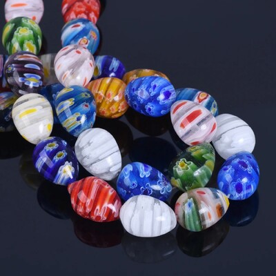 10 ks náhodných zmiešaných kvetinových vzorov 12x16 mm kvapkovité korálky Millefiori zo skla, voľné lampworkové korálky na výrobu šperkov, DIY komponenty