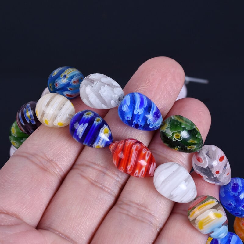 10 ks náhodných zmiešaných kvetinových vzorov 12x16 mm kvapkovité korálky Millefiori zo skla, voľné lampworkové korálky na výrobu šperkov, DIY komponenty