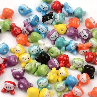 10 ks 12 mm farebné činčily keramické korálky roztomilé zvieracie Totoro porcelánové voľné korálky na výrobu šperkov náramok DIY remeslá