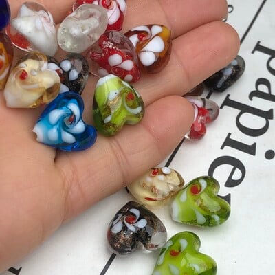 15MM Veľký Murano srdiečkový malachitový zelený cukríkový pruhovaný krištáľový sklenený prívesok s korálkou na výrobu náušníc s motívom lásky.