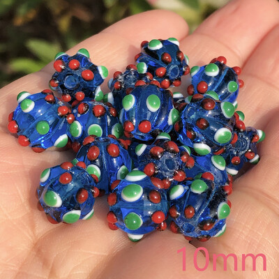 12 mm dideli Murano skaidraus ežero mėlynos spalvos taškiniai lempos stiklai, laisvi tarpiniai karoliukai, skirti papuošalams gaminti, pasidaryk pats auskarų priedai