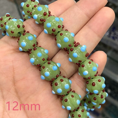 12 mm dideli Murano skaidraus ežero mėlynos spalvos taškiniai lempos stiklai, laisvi tarpiniai karoliukai, skirti papuošalams gaminti, pasidaryk pats auskarų priedai