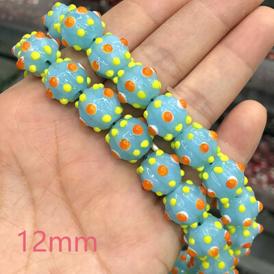 12 mm dideli Murano skaidraus ežero mėlynos spalvos taškiniai lempos stiklai, laisvi tarpiniai karoliukai, skirti papuošalams gaminti, pasidaryk pats auskarų priedai