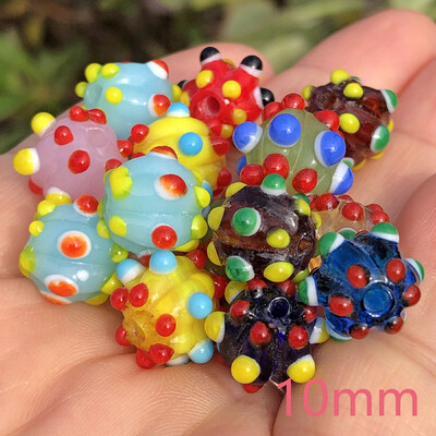 12 mm dideli Murano skaidraus ežero mėlynos spalvos taškiniai lempos stiklai, laisvi tarpiniai karoliukai, skirti papuošalams gaminti, pasidaryk pats auskarų priedai