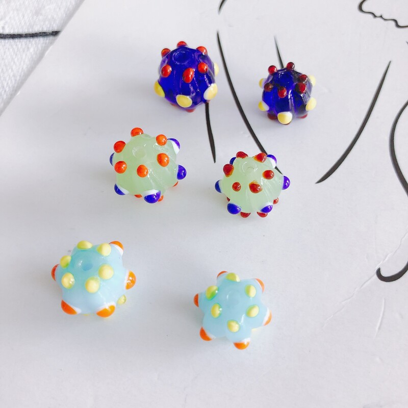 12 mm dideli Murano skaidraus ežero mėlynos spalvos taškiniai lempos stiklai, laisvi tarpiniai karoliukai, skirti papuošalams gaminti, pasidaryk pats auskarų priedai