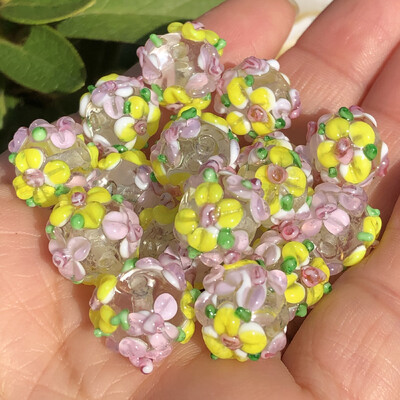 12 mm-es nagy muránói virág, átlátszó lámpatest piros fehér üveg laza távtartó gyöngyök ékszerkészítéshez barkácsolás karkötő medál kiegészítők