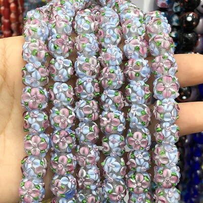 12 mm-es nagy muránói virág, átlátszó lámpatest piros fehér üveg laza távtartó gyöngyök ékszerkészítéshez barkácsolás karkötő medál kiegészítők