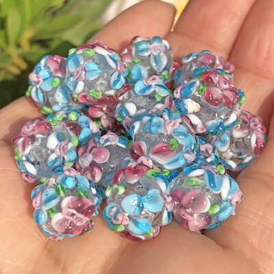 12 mm-es nagy muránói virág, átlátszó lámpatest piros fehér üveg laza távtartó gyöngyök ékszerkészítéshez barkácsolás karkötő medál kiegészítők