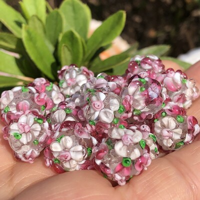 12 mm-es nagy muránói virág, átlátszó lámpatest piros fehér üveg laza távtartó gyöngyök ékszerkészítéshez barkácsolás karkötő medál kiegészítők