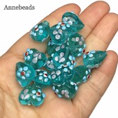 15 MM mare de Murano în formă de inimă verde întunecat de malachit flori lucrate manual mărgele de cristal pentru realizarea accesoriului de cercei de dragoste DIY