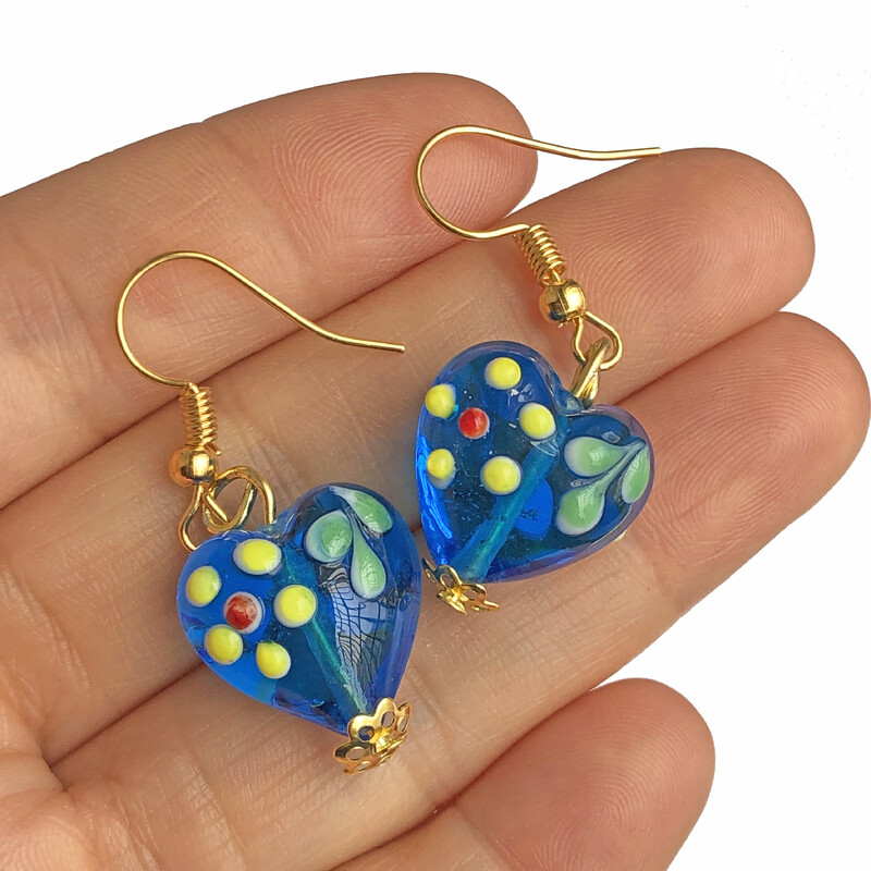 15 MM mare de Murano în formă de inimă verde întunecat de malachit flori lucrate manual mărgele de cristal pentru realizarea accesoriului de cercei de dragoste DIY