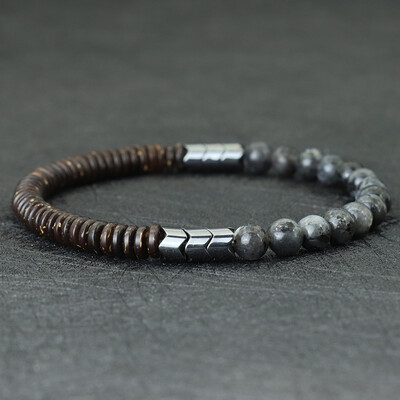 Brățară din mărgele de nucă de cocos pentru bărbați 6 mm Gresie albastră naturală Ochi de tigru Brățară din piatră Chakra Energy Braslet Yoga Lemn Brazalete